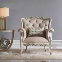 Chaise simple européenne haut de gamme en cuir et bois massif Mobilier français au design traditionnel pour la réception du salon-Canapé simple