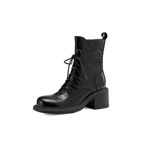 OEM ODM 100% cuero genuino retro clásico tobillo <span class=keywords><strong>botas</strong></span> altas con <span class=keywords><strong>cordones</strong></span> de punta cuadrada <span class=keywords><strong>botas</strong></span> de <span class=keywords><strong>plataforma</strong></span> para las mujeres <span class=keywords><strong>botas</strong></span> de combate - Product Image 2