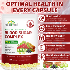 Cápsula Softgel Complexo de Açúcar no Sangue SOLOTREE Apoia a Saúde Metabólica Geral Complexo de Açúcar no Sangue Softgel de Bem-Estar - Product Image 4