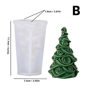 Moule en Silicone Arbre de Noël <span class=keywords><strong>pour</strong></span> Gâteau Mousse, <span class=keywords><strong>Kit</strong></span> Festif de Fabrication de <span class=keywords><strong>Bougies</strong></span> DIY avec Encens d'Aromathérapie et Outil de Meulage en Gypse - Product Image 3