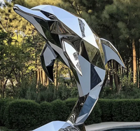 Maßgefertigte Große Spiegelpolierte Edelstahl-Guss-Delfin-Wal-Statue Moderne Metall-Meerestier-Figur für Außenbereich Garten Hotel Dekoration