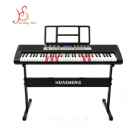 Clavier électronique HUASHENG 61 touches avec éclairage, écran LCD et support de microphone pour débutants et enfants