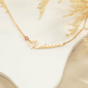 Joyas de piedra natal para madres, Gargantilla con nombre personalizado para niños, collar con nombre personalizado con piedra natal - Product Image 4