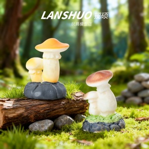 Lanshuo Miniature Mushroom Ornaments Lighted Fairy Garden Decor DIY Accessories Irregular <b>Shape</b> Painted Finish - Product Image 5