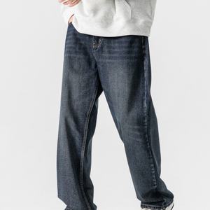 <span class=keywords><strong>Jeans</strong></span> en denim à jambe droite délavés à la pierre pour hommes de haute qualité pantalons décontractés de style de rue baggy surdimensionnés - Product Image 6