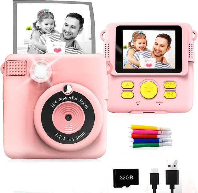 Children Instant Print Camera for Kids 1080p Video HD Mini Camera With Thermal Photo Paper Digital Camera Kid Gifts Toys ABS-681