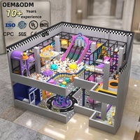 Equipo de juegos interior personalizado PAGODA, con temática de juego de roles, toboganes de neón, piscina de bolas, casa de juegos de policía, torre de juegos y carrusel |   OEM y ODM FEC