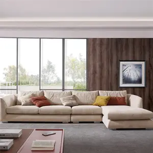 Foshan Furniture factory wholesale L shaped living room beige Corner sectional sofa