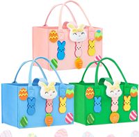 Sacs et paniers en feutre de Pâques de grande taille avec poignées, réutilisables, pour cadeaux de Pâques, sacs fourre-tout en feutre pour enfants, pour la chasse aux œufs et aux bonbons