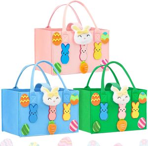 Bolsas <span class=keywords><strong>de</strong></span> Fieltro Grandes para Regalos <span class=keywords><strong>de</strong></span> Pascua, Cestas con Asas Reutilizables, Bolsas <span class=keywords><strong>de</strong></span> Fieltro para Niños para Cazar Huevos y Dulces - Product Image 1