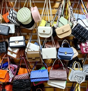 Bolsos de moda para mujer al por mayor, bolsos de mano de colores variados con pañuelo <span class=keywords><strong>Twilly</strong></span> para tiendas boutique - Product Image 5