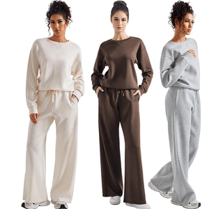 Conjunto Deportivo de Dos Piezas para Mujer, Transpirable, para Invierno, Sudadera con Capucha Holgada y Pantalones de Felpa - Product Image 1