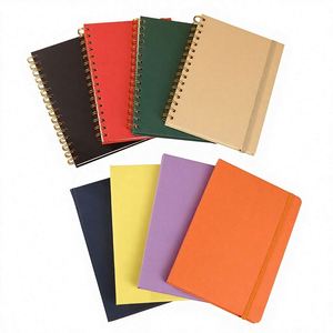Carnet à spirale A5 avec bande élastique dorée de couleur unie, carnet de haute qualité, logo personnalisé pour entreprise, papeterie universitaire - Product Image 1