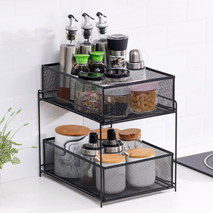 Égouttoir à vaisselle moderne à poser sur l'évier, double couche, coulissant, en acier inoxydable, avec porte-serviettes étanche pour rangement de cuisine - Product Image 1