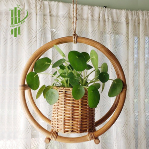 Jardinière suspendue en rotin, pot à fleurs rond tissé, panier écologique pour plantes, décoration pour la maison et le jardin - Product Image 3