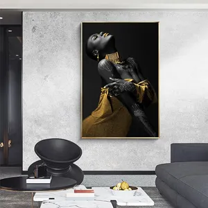 tableau mural Black Woman's Hand With Gold Jewelry Canvas Paintings On The Wall Art Posters And Prints African Art Pictures