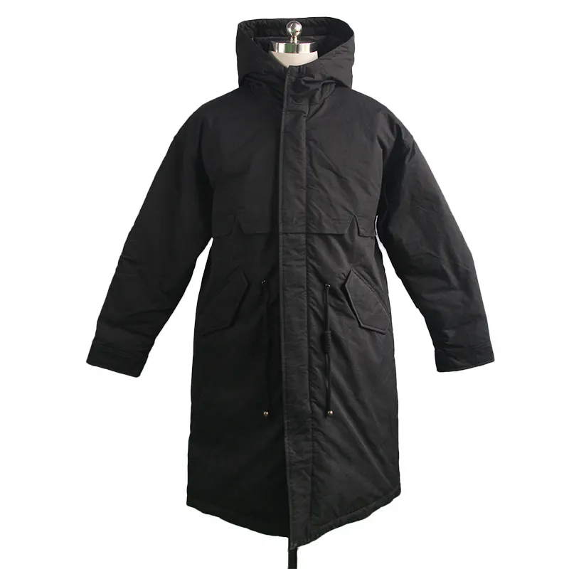 OEM personalizado poliéster homens para baixo estofamento Corpo com pena ou High-Grade polyfill longo encapuzado inverno casaco