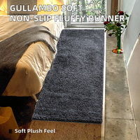 Tapis de couloir moderne ultra doux et moelleux en polypropylène, lavable, antidérapant, à poils longs, couleur unie, pour couloir et salon