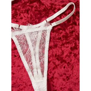 透明白色蕾丝性感两件套透明内衣文胸内裤套装 - Product Image 3