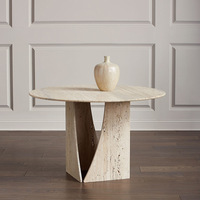 Table à manger ronde en marbre de style créatif, design minimaliste nordique, en pierre naturelle jaune italienne, luxe léger et simple