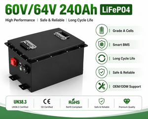 Batterie au phosphate de fer et de lithium à décharge profonde 60V/64V 240Ah avec BMS intelligent et Bluetooth intégré, affichage LCD, batteries LFP pour véhicules électriques et voiturettes de golf - Product Image 2