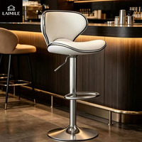 Tabouret de bar pivotant moderne réglable en hauteur, assise en cuir PU, structure en métal chromé, chaise de comptoir pour cuisine, bar, hôtel, projet