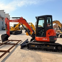 Mini-excavatrice hydraulique d'occasion Kubota U55-4, petite machine de terrassement et de construction, équipement de creusement avec moteur
