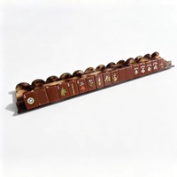 Ubin Mahjong Akrilik Solid Cokelat Amerika, Dilukis Tangan dengan Motif Bunga & Simbol Klasik, Hadiah Permainan Papan Koleksi Mewah