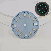 Nuovo Arrivo Cassa Orologio 28.5mm in Acciaio Inossidabile Leggera Impermeabile con Quadrante Opaco Verde Luminoso Parti Mod Meccaniche