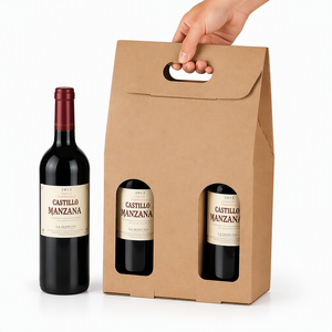 Wine Bottle Paper Carrier Bag Reinforced Base Rope Handle Single Double <b>Champagne</b> Liquor Gift Tote Carrier Winery Supplier - Product Image 2