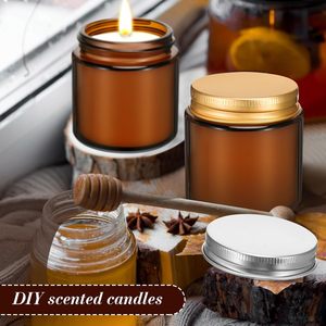 Frasco de vidrio marrón de 4oz (100ml) vacío para hacer velas con tapa metálica, resistente al calor, ecológico, contenedor a granel para Navidad - Product Image 4