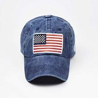 Gorra de Béisbol Deportiva Unisex Estructurada con Bordado de la Bandera Americana - Lavada, Ajustable, 90% Algodón, 10% Poliéster