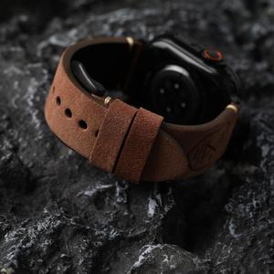 حزام ساعة من جلد الغزال بديل عتيق من جلد الغزال الأصلي حزام حزام لساعة أبل - Product Image 5