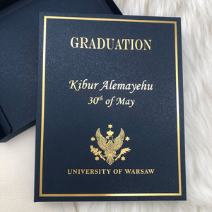 Luxury Navy Blue <strong>Graduation</strong> <strong>Invitation</strong> Set, Custom Acrylic <strong>Invitation</strong> with Gold Foil Dried Flowers &amp; Wax Seal - Product Image 3