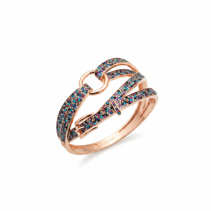 Rose Gold P. 925K Sterling Silver Micro Pave Cz Diamond Rainbow <b>Bangle</b> <b>Bracelet</b> - Product Image 2
