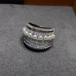 10648DIY S925 <b>Silver</b> <b>Ring</b> <b>Set</b> with Empty Support Multi-Pearl 4-6mm Round Rhodium Plating Trendy Inlay Jewelry - Product Image 1