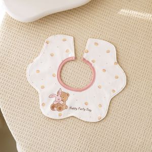 Babero impermeable para bebés, diseño de pétalos, algodón puro, absorbente de humedad, patrón de dibujos animados, diseño giratorio de 2 capas para recién nacidos - Product Image 6