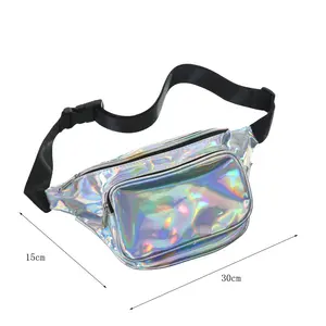 Riñonera deportiva de viaje holográfica de venta Popular, riñonera de PVC brillante