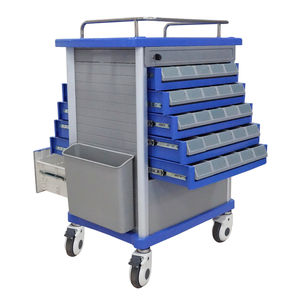 Медицинская тележка для медикаментов из АБС-пластика, двухсторонняя, с центральной блокировкой и выдвижными ящиками, от поставщика тележек для медикаментов - Product Image 2