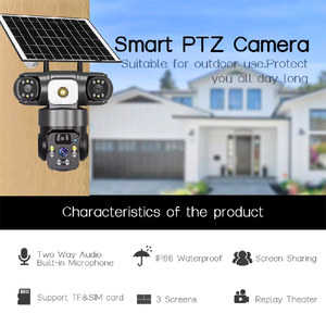 Kamera keamanan <span class=keywords><strong>CCTV</strong></span> luar ruangan tenaga surya 6MP 4G, kamera 3 lensa PTZ jalur otomatis Wi-Fi jaringan IP nirkabel CMOS sirene bawaan mikrofon HiEasy - Product Image 5