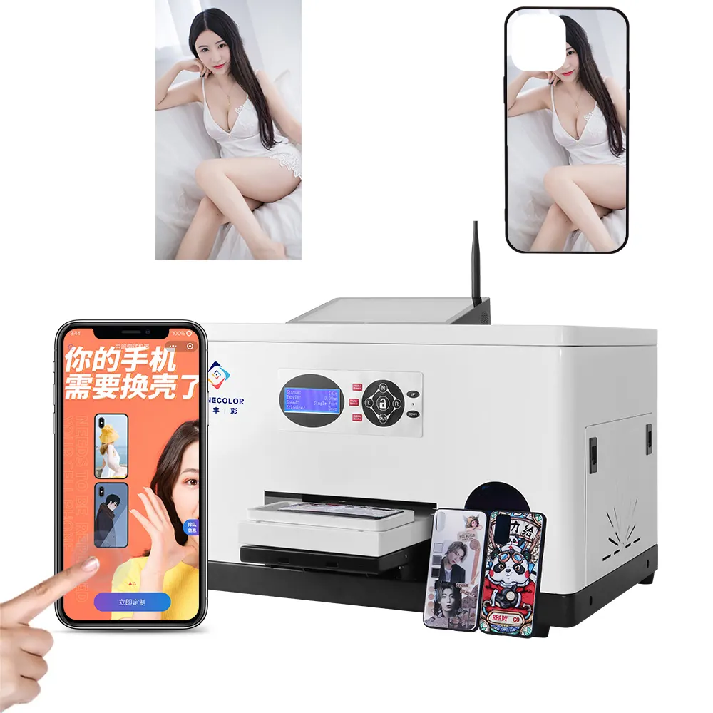 Refinecolor cassa del telefono stampante Mobile APP Smart Wireless UV copertura del telefono macchina da stampa piccola impresa per negozio di telefoni