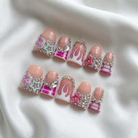 Faux ongles à presser Y2K, forme bec de canard évasée, personnalisés pour les fêtes, faits main, vente en gros, offre spéciale