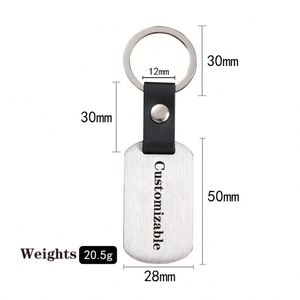 Factory Stainless Steel Leather Keychain Blank Laser <b>Engraving</b> Uv Color Printing Material Metal Pu <b>Key</b> Chain Custom Logo - Product Image 3