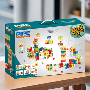 KYK mainan balok susun anak-anak, permainan lari bola kelereng, Set mainan edukasi Diy Slideway kelereng - Product Image 2