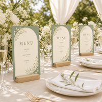 Cartes de menu de mariage personnalisées en vert sauge, menus de table de réception de jardin personnalisés