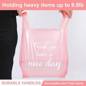 Sacs en plastique réutilisables et jetables pour t-shirts de remerciement, pour petites entreprises et épiceries (Rose) - Product Image 5