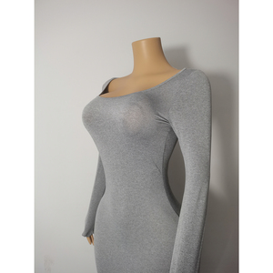 Abito Elegante Aderente Personalizzato, <span class=keywords><strong>Vestito</strong></span> Basic <span class=keywords><strong>Nero</strong></span> da Donna per il Tempo Libero, Abiti a Maniche Lunghe - Product Image 4