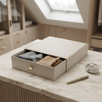 Caja de Embalaje de Papel Crema Personalizada, Caja de Regalo de Cartón Deslizante Minimalista para Embalaje de Pañuelos de Seda y Camisas