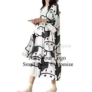 Nuovo Design Abito Lungo da Donna Casual con Mezza Manica, Collo Classico, in Chiffon, con Cintura in Vita, Stampa e Spacco sull'Orlo - Product Image 1