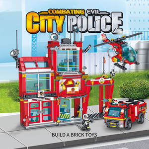 Plastique compatible pour bloc <span class=keywords><strong>quartier</strong></span> général de la police pompiers bâtiment scène modèle jouet éducatif assemblé jouets échelle 1:1 - Product Image 4
